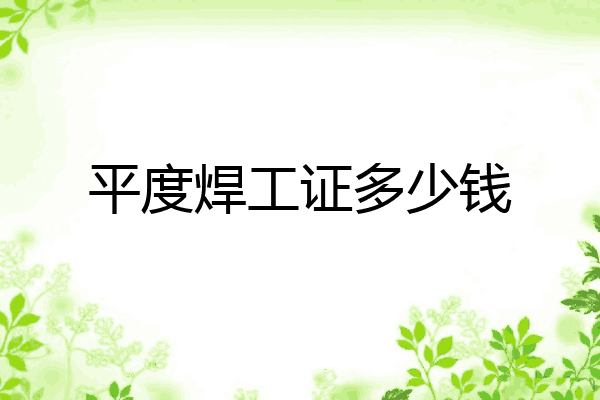平度焊工证多少钱