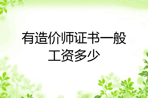 有造价师证书一般工资多少
