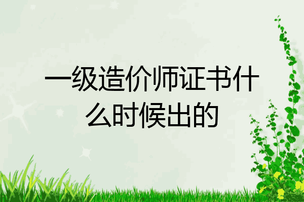 一级造价师证书什么时候出的