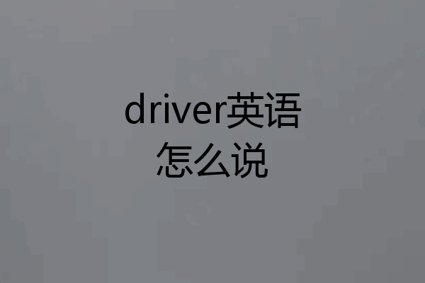 driver英语怎么说