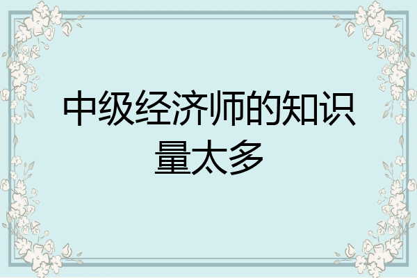 中级经济师的知识量太多
