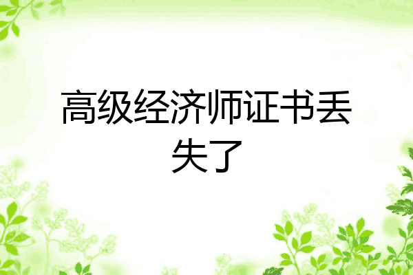 高级经济师证书丢失了