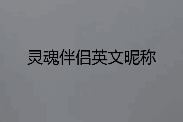 灵魂伴侣英文昵称