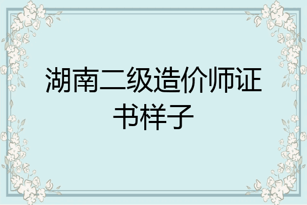湖南二级造价师证书样子