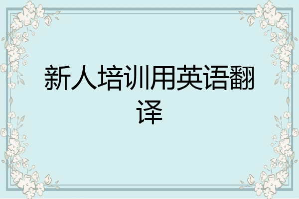 新人培训用英语翻译