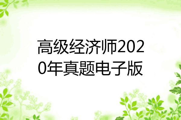 高级经济师2020年真题电子版