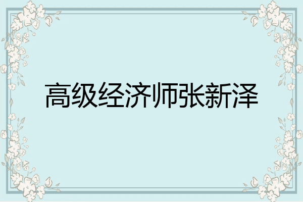 高级经济师张新泽