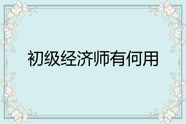 初级经济师有何用