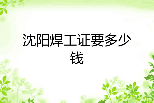 沈阳焊工证要多少钱