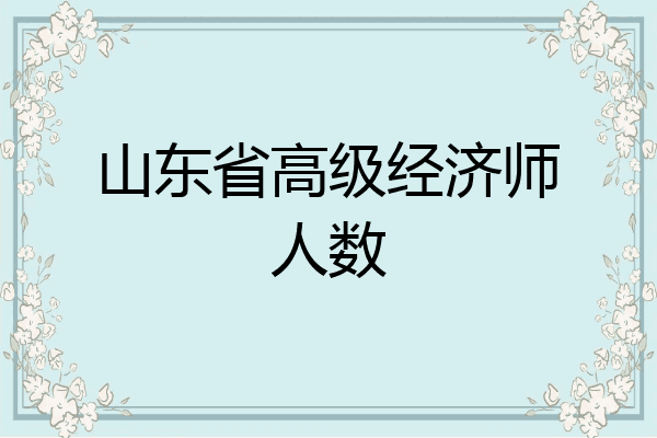 山东省高级经济师人数