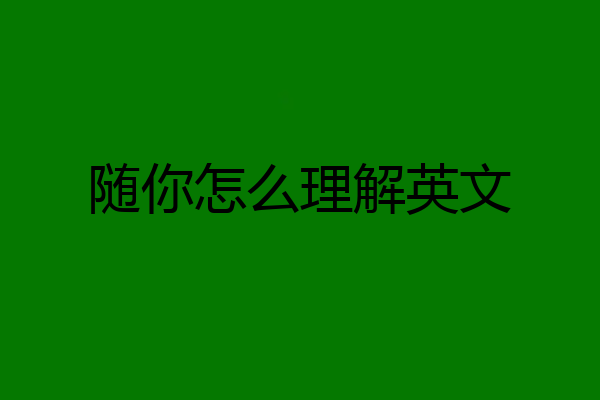 随你怎么理解英文