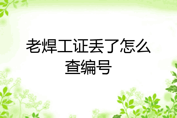 老焊工证丢了怎么查编号