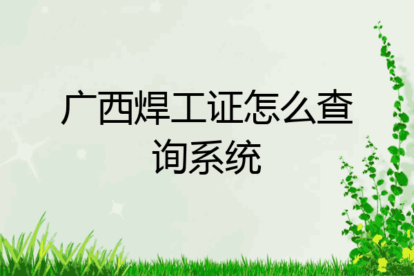 广西焊工证怎么查询系统