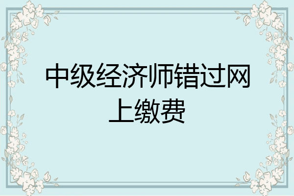 中级经济师错过网上缴费