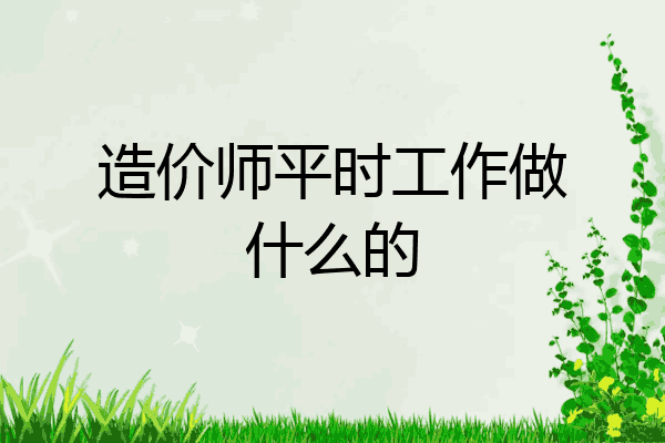 造价师平时工作做什么的