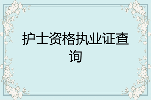 护士资格执业证查询