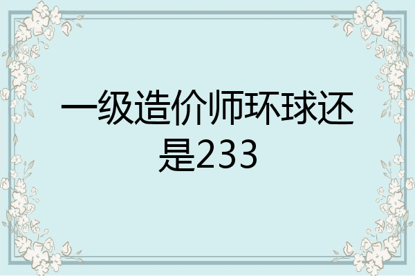 一级造价师环球还是233