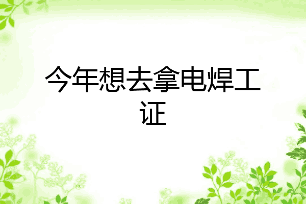 今年想去拿电焊工证