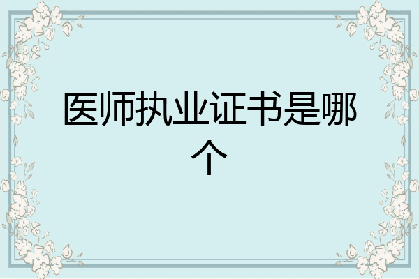 医师执业证书是哪个
