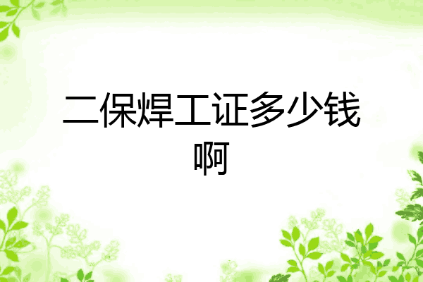 二保焊工证多少钱啊