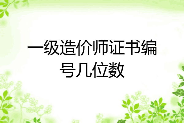 一级造价师证书编号几位数