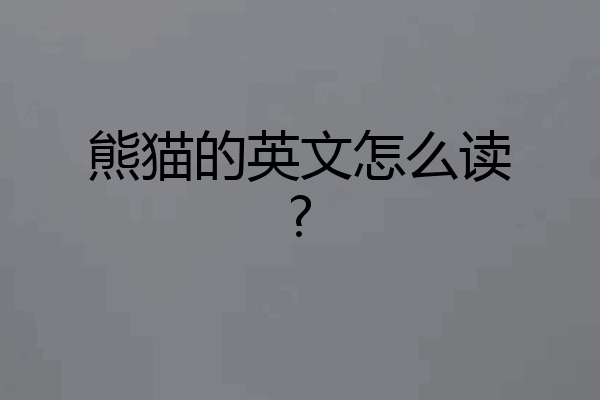 熊猫的英文怎么读?