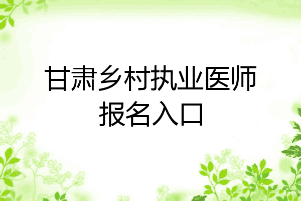 甘肃乡村执业医师报名入口
