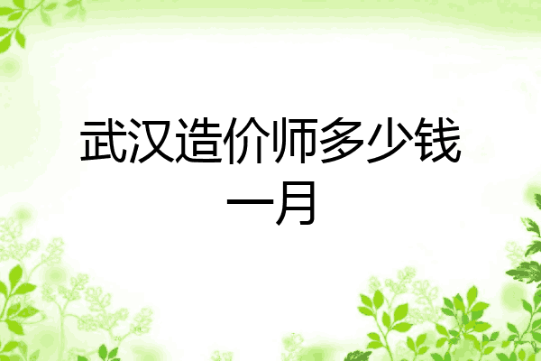 武汉造价师多少钱一月
