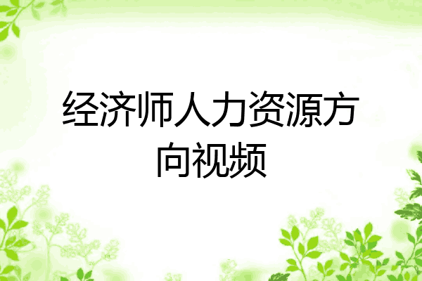 经济师人力资源方向视频