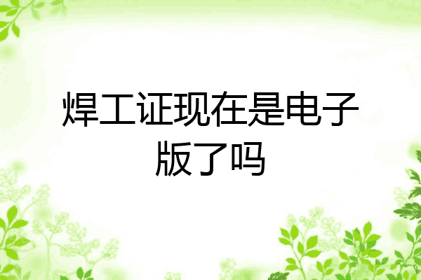 焊工证现在是电子版了吗