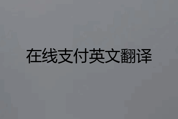 在线支付英文翻译