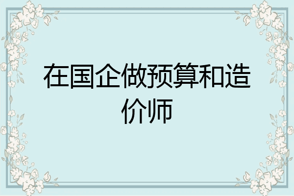 在国企做预算和造价师