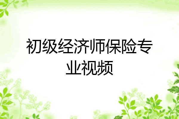 初级经济师保险专业视频
