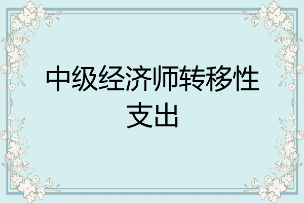 中级经济师转移性支出