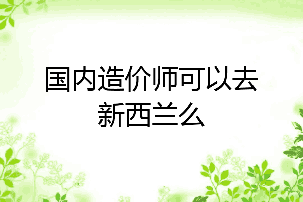 国内造价师可以去新西兰么