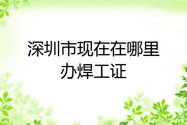 深圳市现在在哪里办焊工证