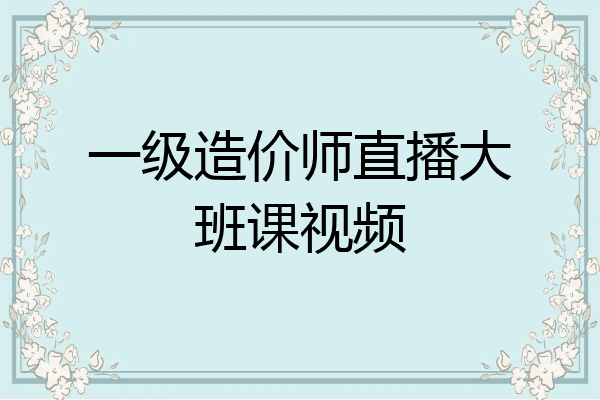 一级造价师直播大班课视频