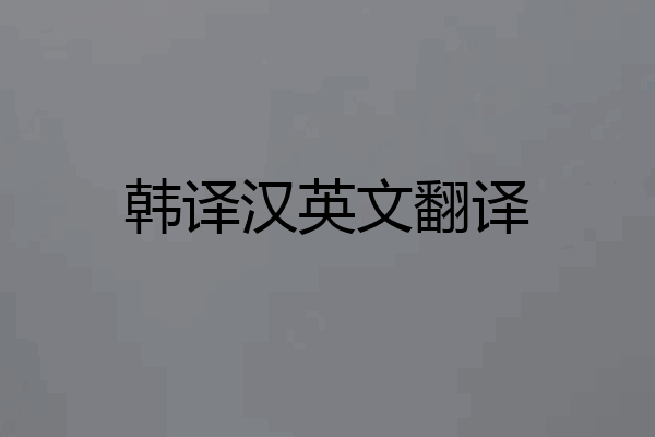 韩译汉英文翻译