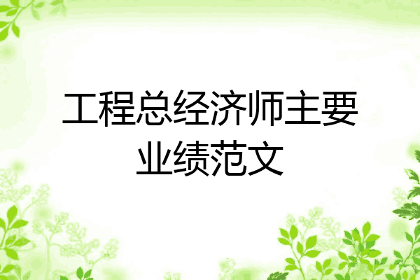 工程总经济师主要业绩范文