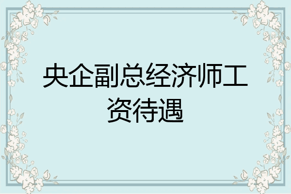 央企副总经济师工资待遇
