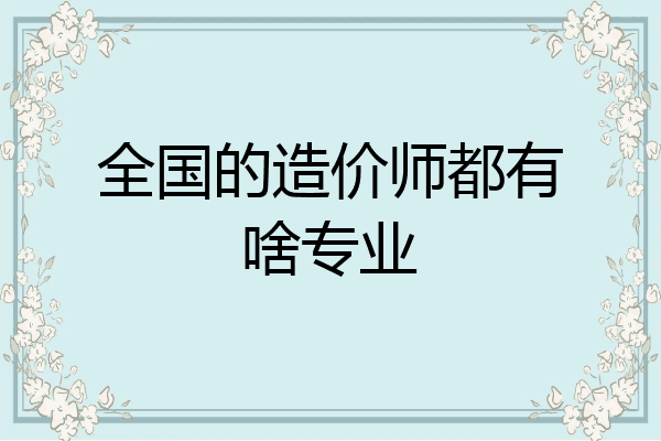 全国的造价师都有啥专业