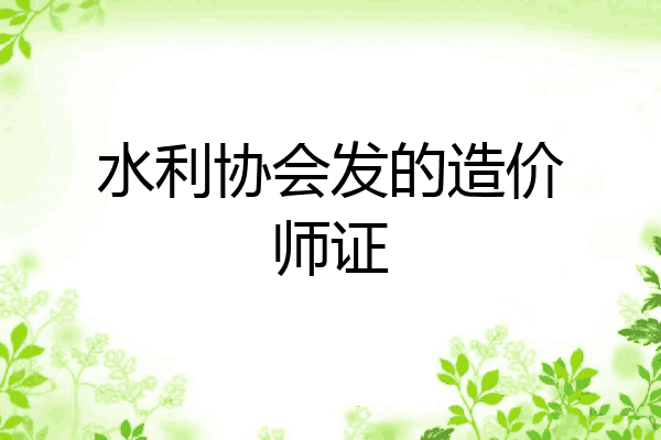 水利协会发的造价师证