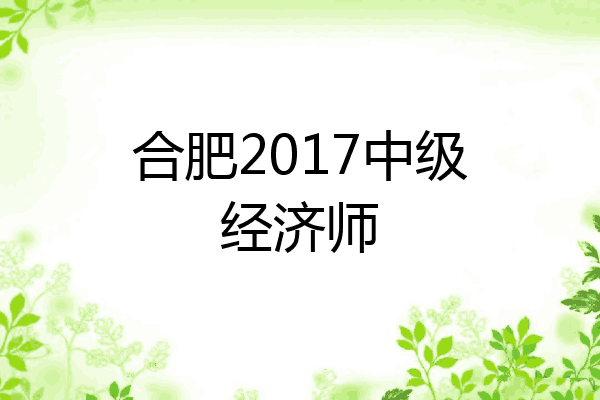 合肥2017中级经济师