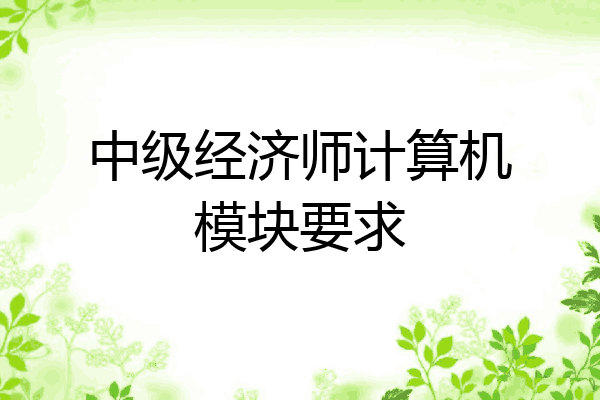 中级经济师计算机模块要求