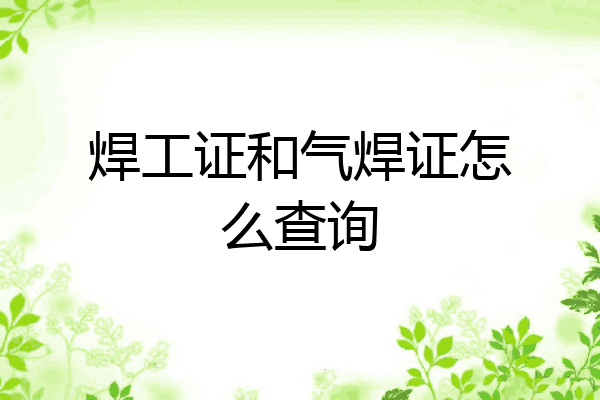 焊工证和气焊证怎么查询