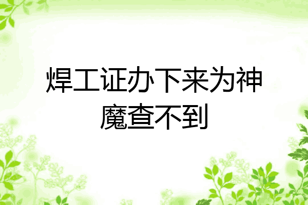 焊工证办下来为神魔查不到