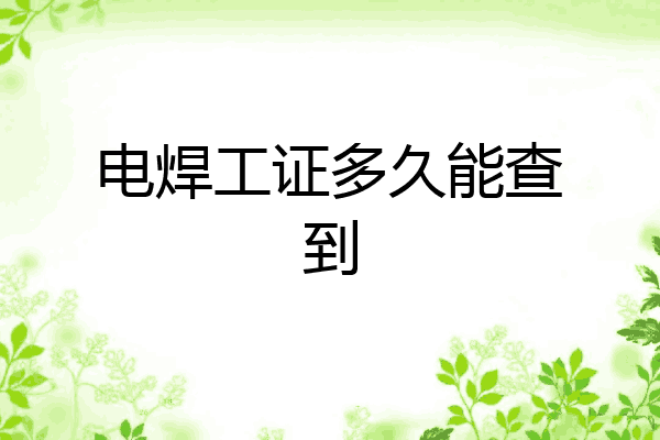 电焊工证多久能查到