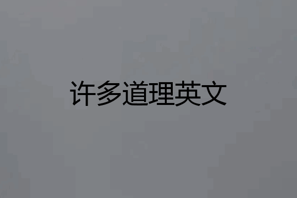 许多道理英文