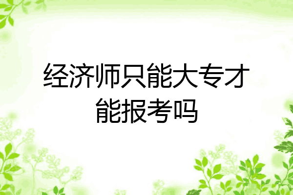 经济师只能大专才能报考吗