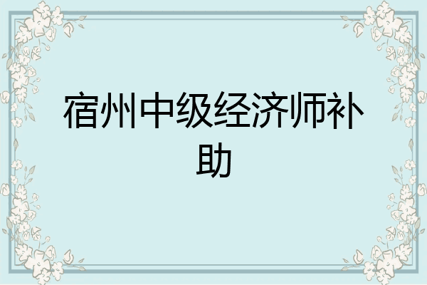宿州中级经济师补助